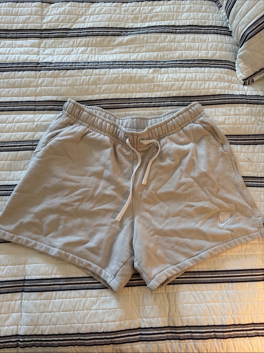 Nike Men’s Light Gray Athletic Fleece Shorts with Drawstring
